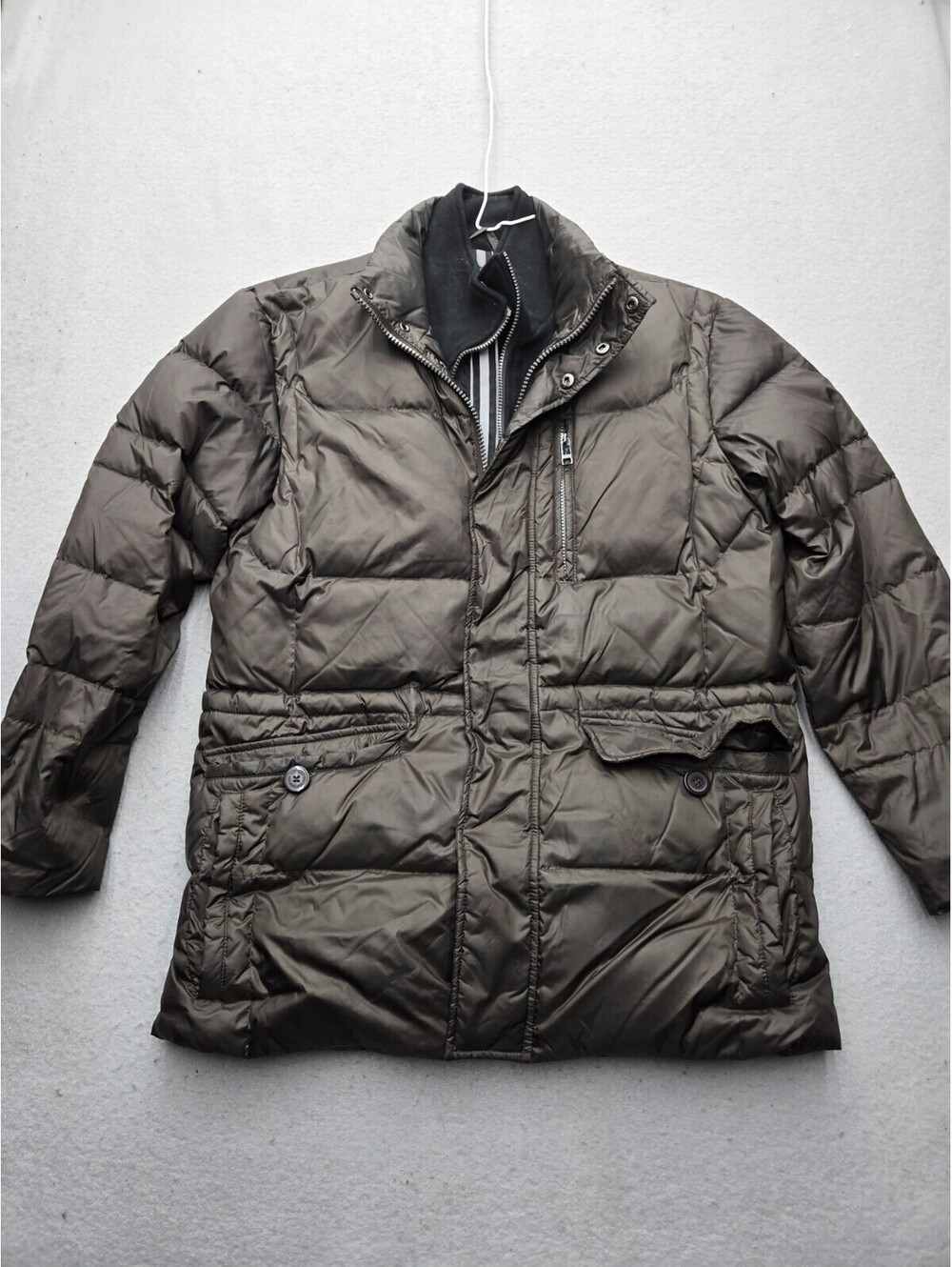 Marc New York Men's Coat Large Pewter Parka Pockets Collared Lined Weather Flap